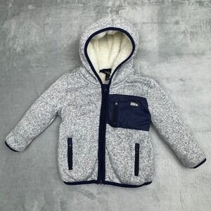 Eddie Bauer Kids Gray Marled Sherpa Lined Full Zip Hooded Jacket 18M Gorpcore